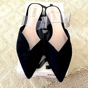 Schutz Slide Mule with Clear Strap. Lightly worn. Excellent condition. Size 10